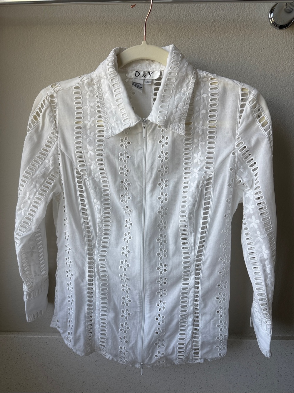 D&Y White Eyelet Button-Down Shirt